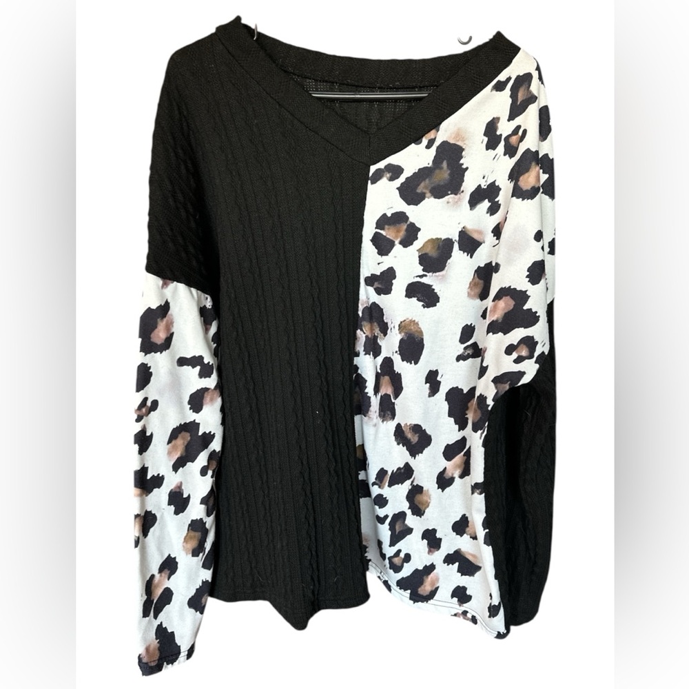 Black and Leopard Print Sweater